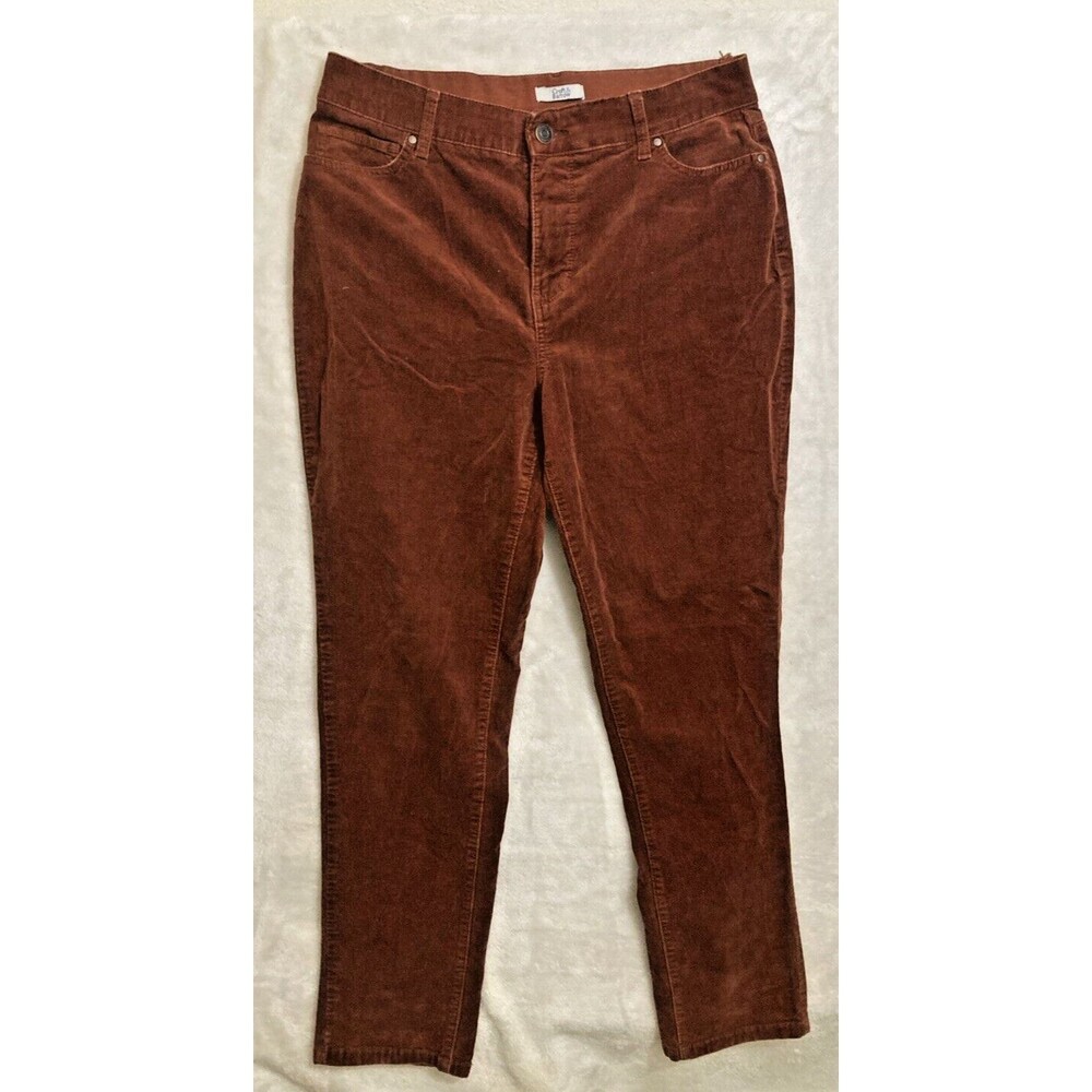 Croft & Barrow Corduroy Straight Leg Pants Size 12 Burnt Orange Stretch  Hi Rise